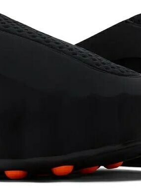 Men's Black Slip-On Driving Loafers with Orange Outsole Accents
